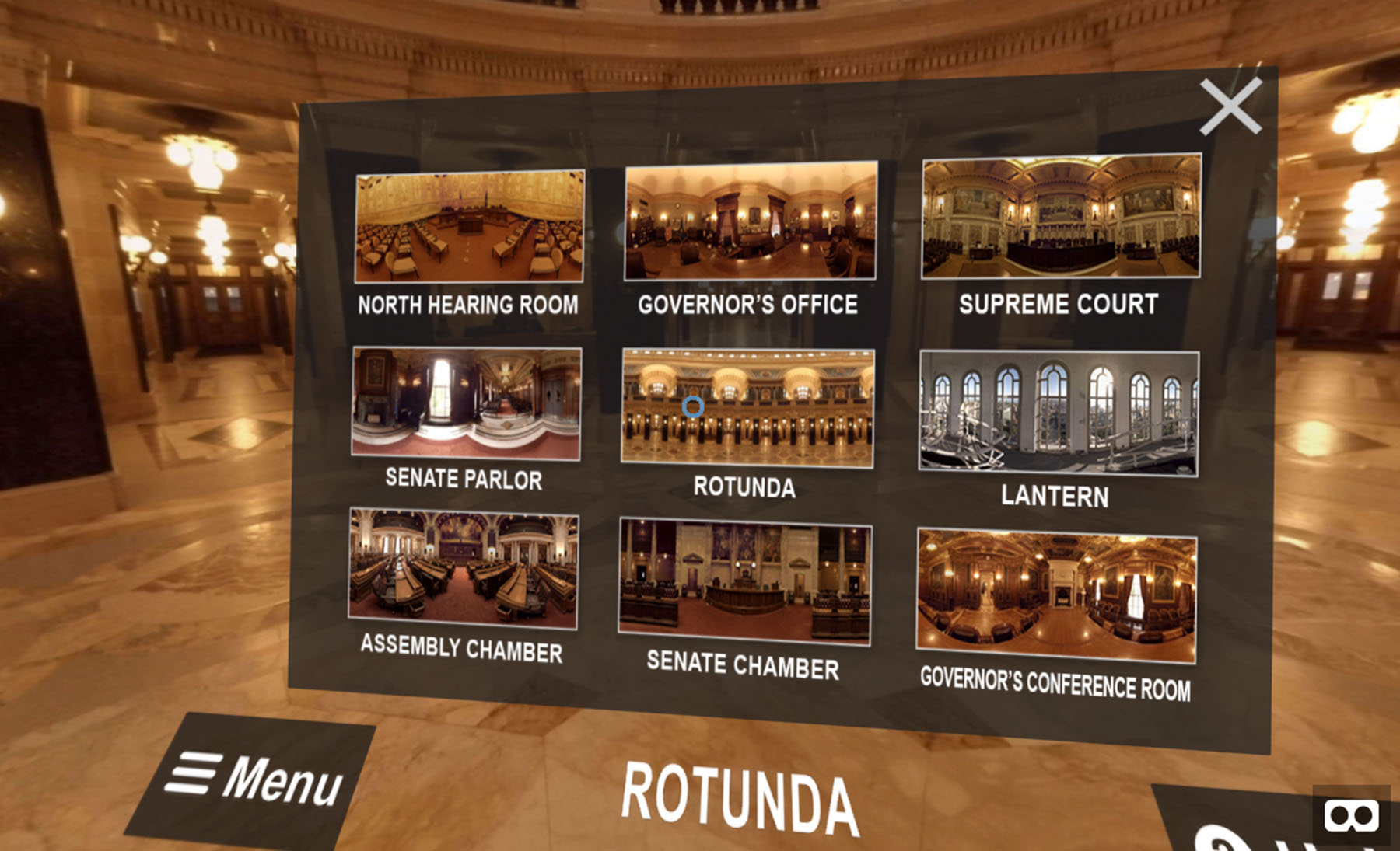 State Capitol Virtual Reality Menu