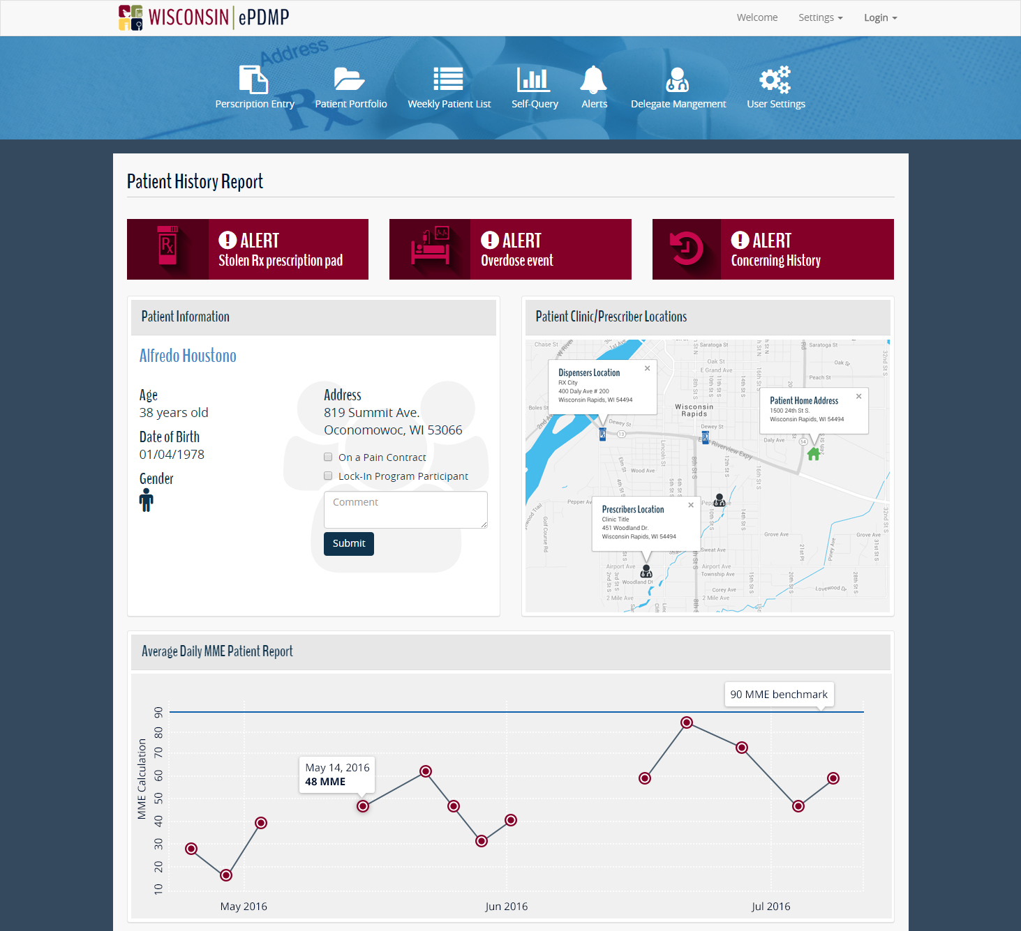 Prescription Drug Monitoring Patient History