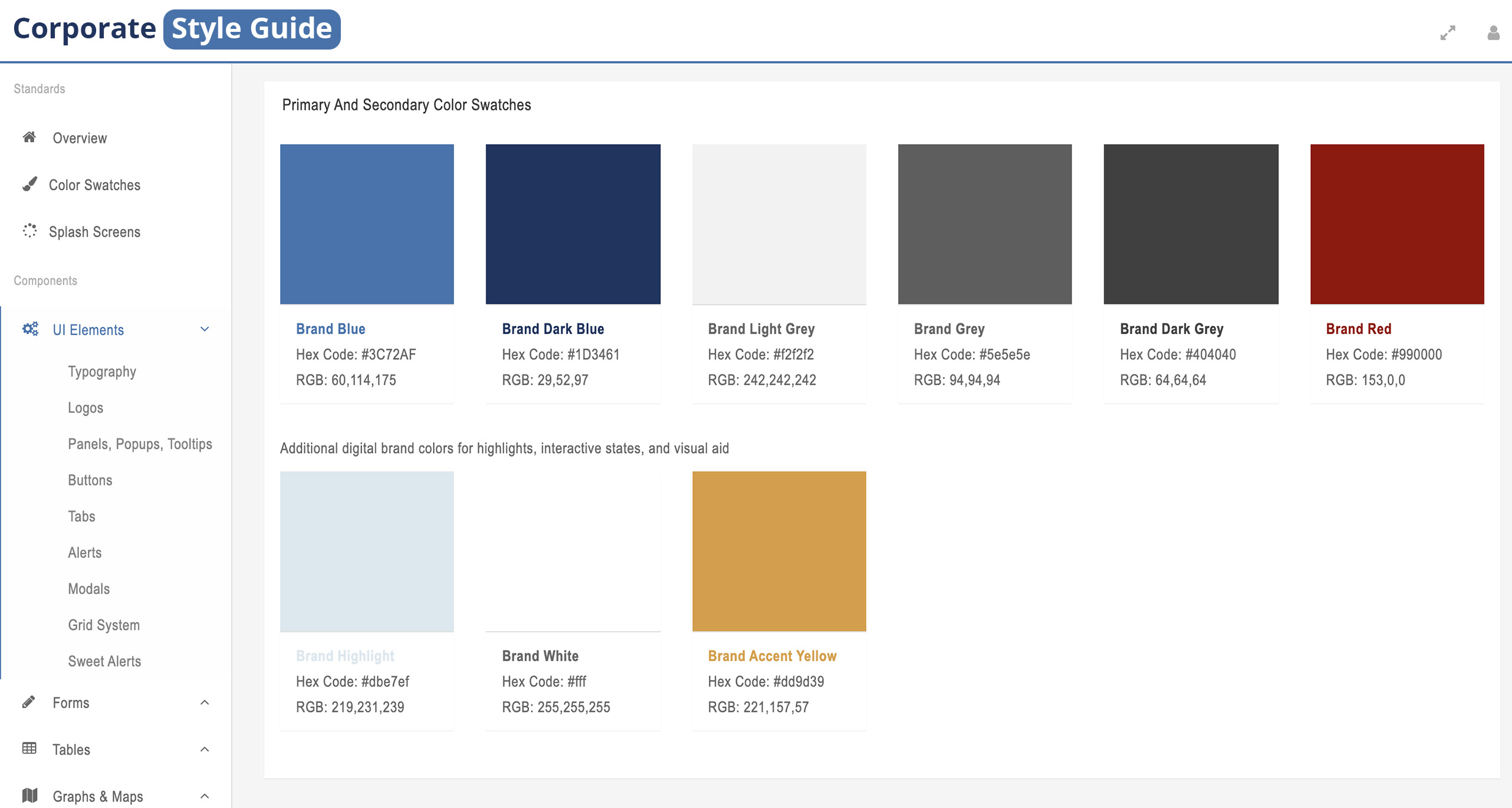 Corporate Style Guide Color Swatchese