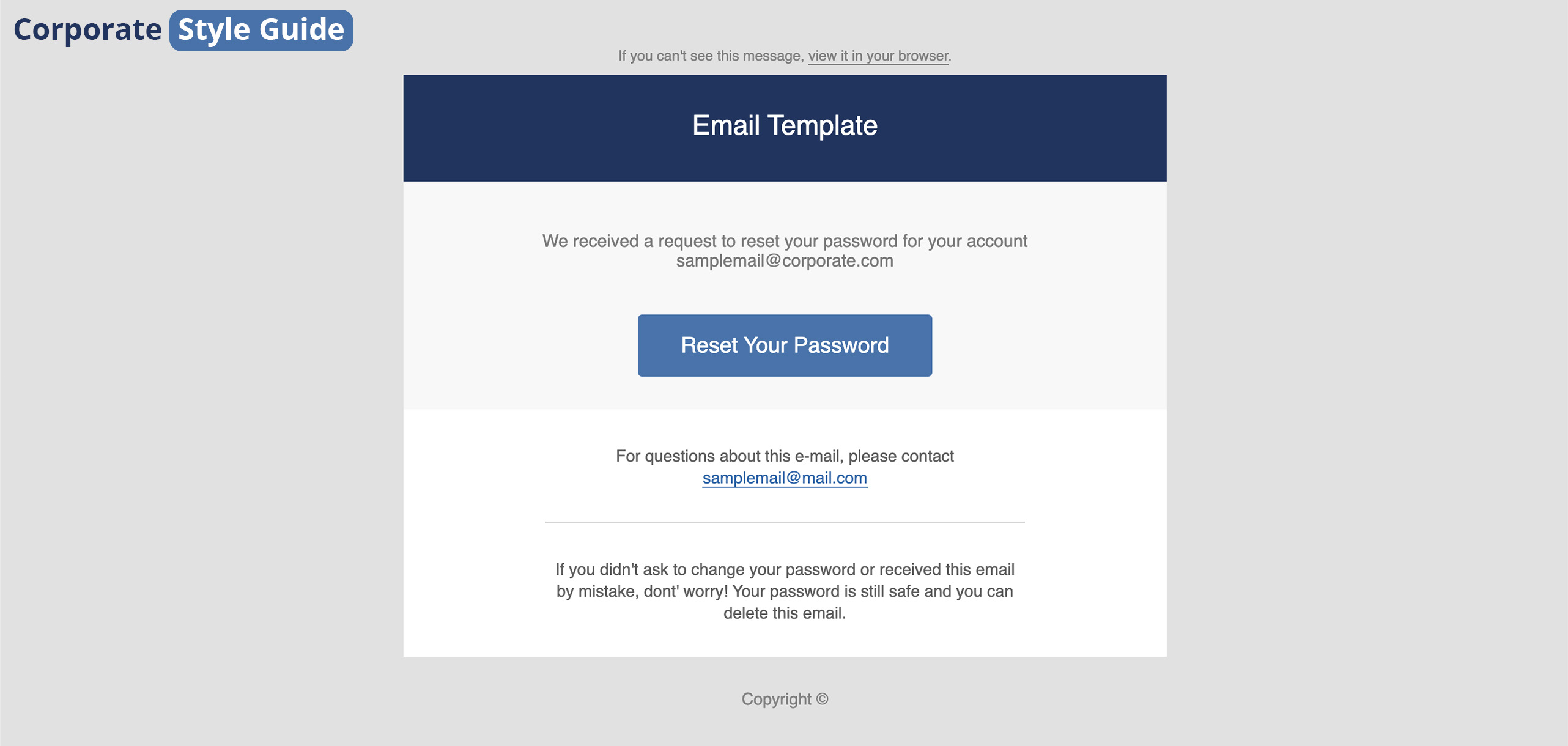 Corporate Style Guide Email Template