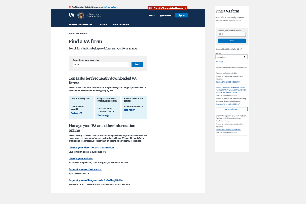 Department of Veterans Affairs Find a VA Form